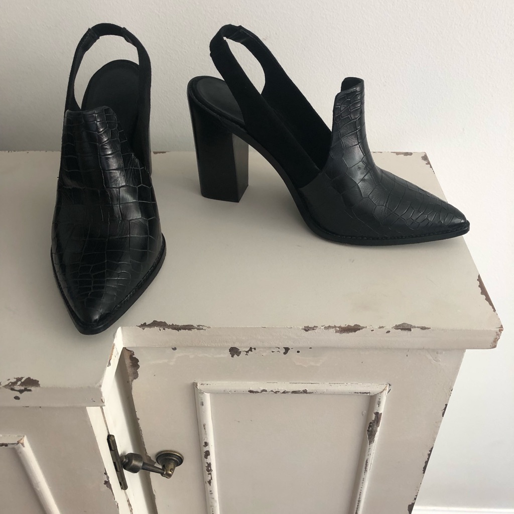 Croc Embossed Tibi Sling Back Heel